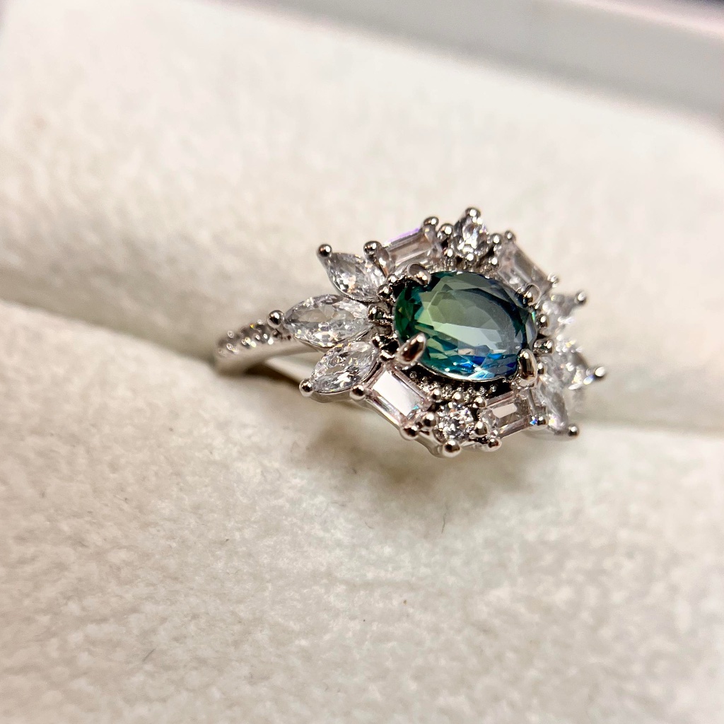 Bomb Party "Chase Your Dreams" Lab Created Lime Ombre Crystal + Rhodium Plating
